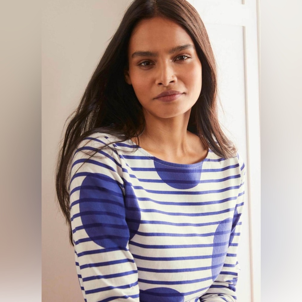 Boden Breton Polka dot Striped Long Sleeve Tee